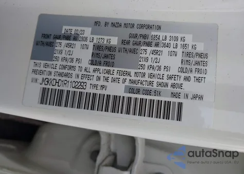 2024 Mazda Cx-90 3.3 Turbo Premium из США, поврежденный, VIN JM3KKDHD1R1102293